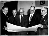 1961 : April in Adelaide - 19th National Mapping Council Meeting - BP Lambert (far left) and JNC Rogers (far right).