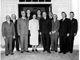 Undated : ACT Advisory Council members (JNC Rogers second from left) at Government House with Governor General Sir William Slim (1953-1960) and Lady Aileen Slim.
