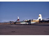 1977 : GAF Nomad N22B-25 VH-DNM  at Alice Springs with Nomad N24-38 VH-DHR of Royal Flying Doctor Service.