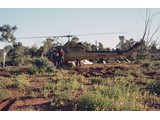 1968 : Fairchild-Hiller FH-1100 helicopters (including VH-UHE shown here at Willowra) chartered from Helicopter Utilities Pty Ltd supported Aerodist ground marking operations. Later in 1968 VH-UHE was replaced by VH-UHD.  