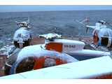 1975-76 : ANARE’s summer season was supported by three Hughes 500 helicopters (VH-PMY, VH-BAD, VH-BAG) provided by Vowell Air Services.
