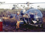 1969 : (L-R) Eckhart Schneider (engineer), Natmap's Peter Langhorne & Ed Ainscow, Phil Cooke (pilot). Cooke and Schneider from Jayrow Helicopters.