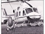 1985 (circa) : Captain Christine Davy ready for offshore work in a Lloyd Helicopters Bell 412 (Christine Davy image).