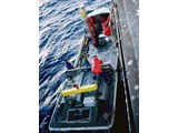 Bathymetric Survey, 9 April-12 May 1987 :
Deploying the amphibious LARC (Lighter Amphibious Resupply Cargo).